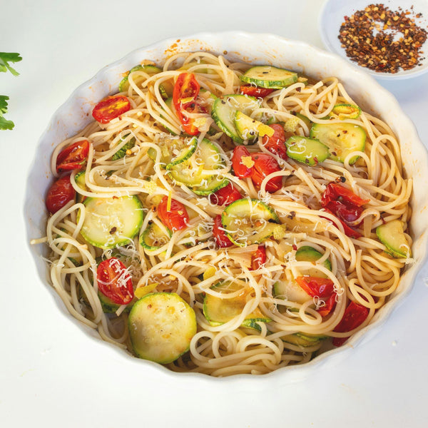 Simple tomato & courgette pasta
